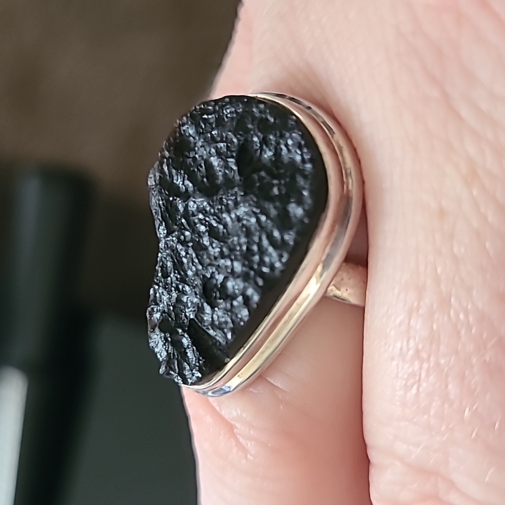 Tektite Stone In Solid Sterling Ring - Picture 6 of 8